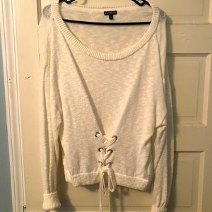 EXPRESS Laced Up Cream Sweater. WORN ONLY ONCE